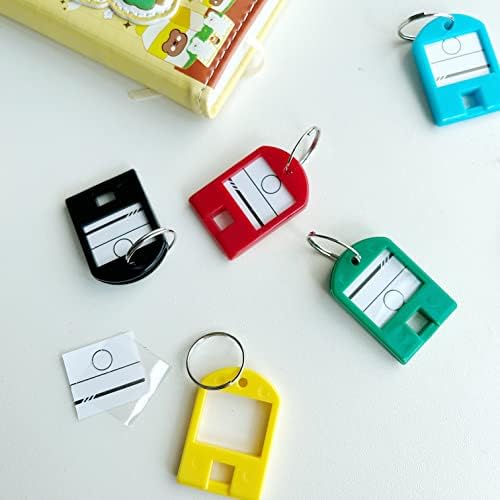 96pcs Tags de teclas de plástico com anel de metal, etiquetas de etiqueta de escrita dupla face e janela de etiqueta, etiquetas de identificação