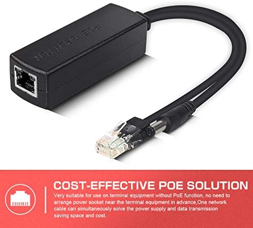 Adaptador ativo do Poe Splitter - Power Over Ethernet Splitter, 48V a 12V, IEEE 802.3AF compatível, 10/100Mbps Poe Splitter para