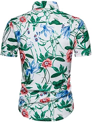 Camisas havaianas masculinas Primavera e verão Floral impressão colorida Casual lapela praia de férias ao ar livre camisas de manga