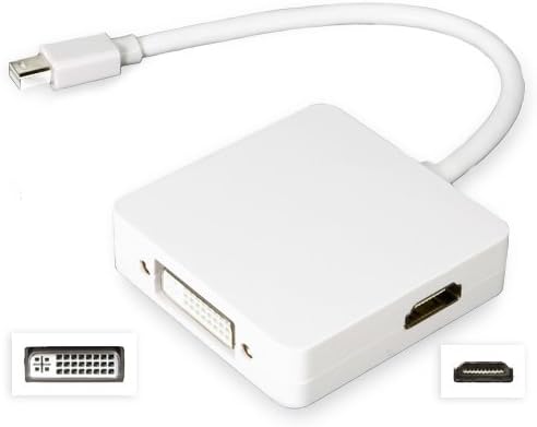 Adaptador de plug de ondas de caixa compatível com o adaptador MacBook Pro 15 - Triconnect Mini DisplayPort, converte em DVI, HDMI