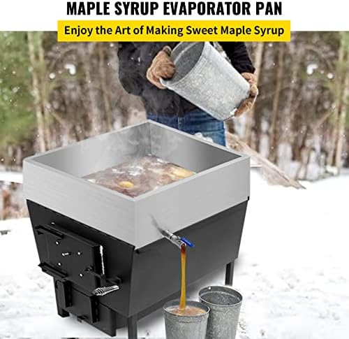 Vbenlem Maple Xarope evaporador Pan 24x24x9,5 polegada Pan de xarope de bordo de aço inoxidável com válvula