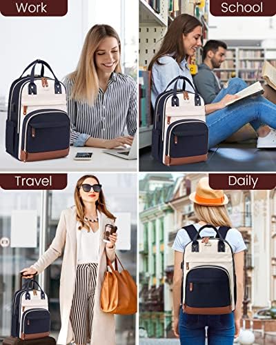 Backpack de laptop LoveVook para mulheres, se encaixa em laptop de 15,6 polegadas, bolsa anti-roubo de viagem de moda