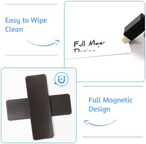 Jefure 24 peças Eragetas magnéticas de apagamento seco branco, adesivos de etiqueta magnética em branco, rótulos magnéticos reutilizáveis