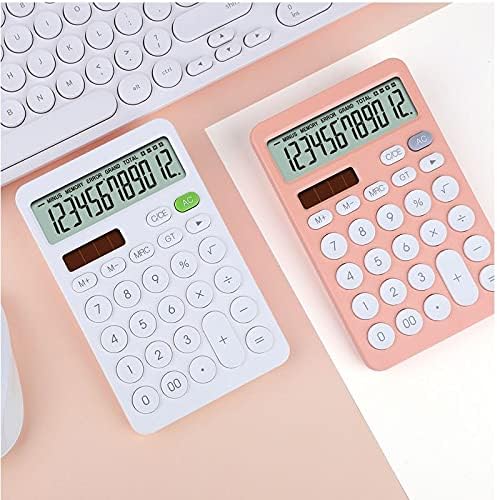 Calculadora de mesa de 12 dígitos de 12 dígitos MJWDP Ferramenta de contabilidade de negócios financeiros Branco laranja laranja grande bateria e energia solar