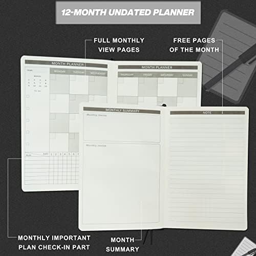 2022 Planejador mensal, planejador semanal com 96 páginas, 5,7 x 8,4, sem data de 12 meses 2022 - 2023, Planejador de adesivos
