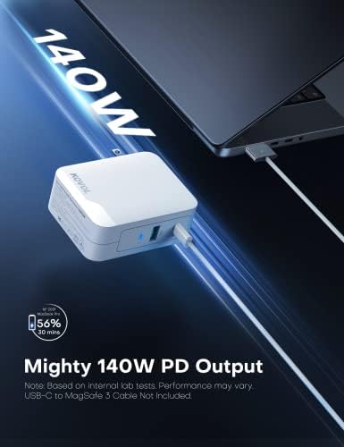 140W Adaptador de energia USB C para MacBook Pro 16 2021 e todas as séries, Kovol PD 3.1 GaN III USB C Fast Charger