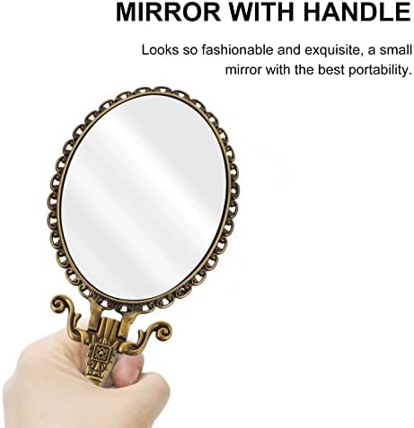 Ahfam maquiagem espelho espelho manual maquiagem de maquiagem viagens compactas portablefloldingStand Metal dobrável
