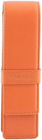 DiLoro Leather Pen Case Pouch para duas canetas ou lápis de esfera ou lápis