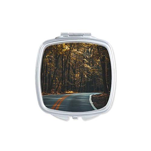 Rodovia Floresta Floresta Autumn Travel Mirror escuro Portátil Compact Pocket Maquia