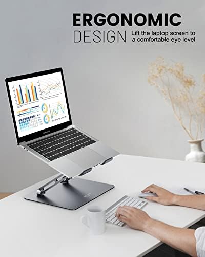 JCZT Laptop dobrável Stand para mesa, suporte de computador ergonômico de altura ajustável, laptop portátil de alumínio Riser