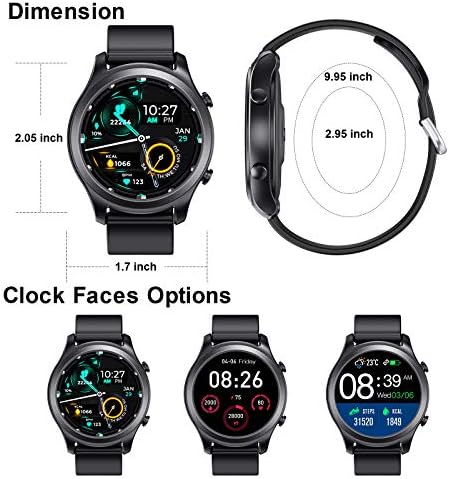 Wenhou Smart Watch, rastreador de fitness com temperatura corporal Freqüência cardíaca Sono Sleep Monitor, com tela de toque de 1,28 polegada, Pedômetro IP68 à prova d'água, compatível com iPhone Samsung, para homens mulheres