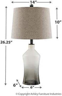Design de assinatura de Ashley Nollie Glass Table Lamp com base nublada, 2 contagem, 26,25 , cinza