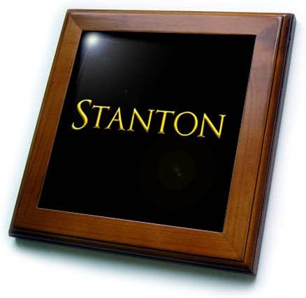 3drose Stanton Classic Boy Baby Nome na América. Amarelo em charme preto - azulejos emoldurados