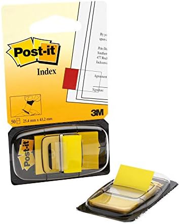 Bandeiras pós-it, amarelo, 1 polegada de largura, 50/dispensador, 1 dispensador/pacote