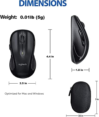 Vexko Bundle Logitech Bluetooth Mouse M510 Computador sem fio com receptor unificador USB mais caixa de viagem de