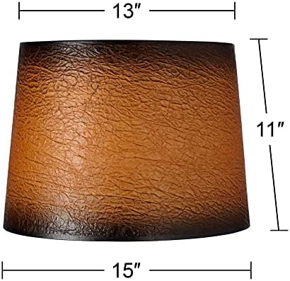 Conjunto de 2 lâmpadas de bateria cônica Tons de crackle marrom de 13 superior x 15 Spranha inclinada de baixo x 10 com harpa de