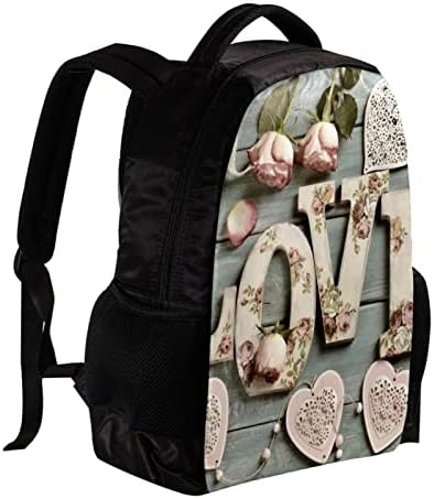 Mochila de viagem VBFOFBV para mulheres, caminhada de mochila ao ar livre esportes mochila casual Daypack, Retro Wooden Love Dia dos Namorados