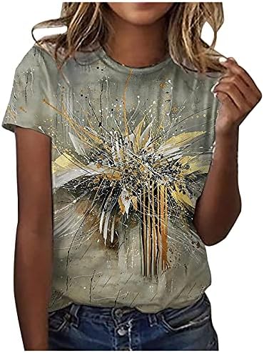 2023 Tops de moda de verão para mulheres Casual Casual Casual Camiseta curta Camiseta fofa estampa de blusa de ajuste