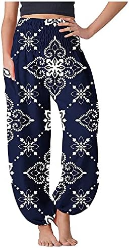 Calça feminina de beuu feminino boho harém calça de ioga solta