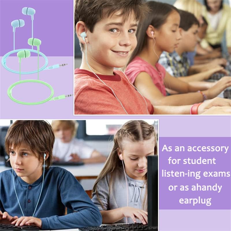 Wensdo Kids Earbuds Bulk 200 Pack Macaron Colors Mistos e Duráveis ​​Ear fones de ouvido, fones de ouvido perfeitos para as escolas