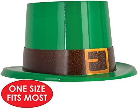 Beistle 12 peças Plástico Leprechaun Top Hats Happy St Patrick's Day Party Supplies and Favors, Green/Black/Gold