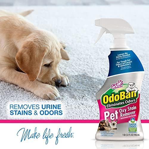 O odoban Pet Solutions Remover de manchas de oxy e sacos de coleta de resíduos de cães, 32 onças de spray e 120