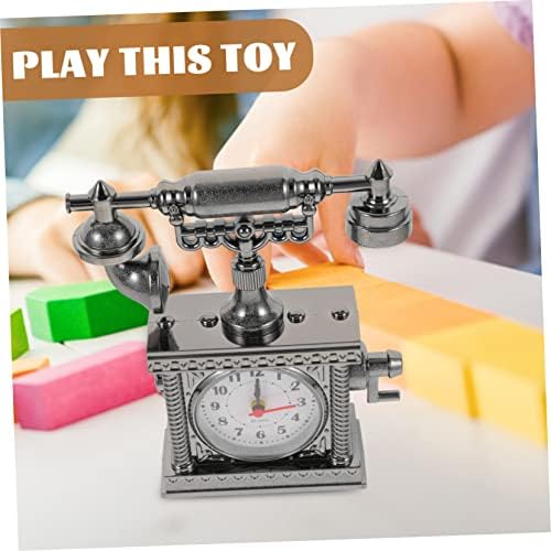 Operitacx Mesa do telefone Relógio Relógios de despertador para crianças para crianças para crianças Decoração de escritório vintage Pequeno telefone de brinquedo de brinquedos de brinquedos de brinquedo celular ornamentos de prata Poppets para crianças