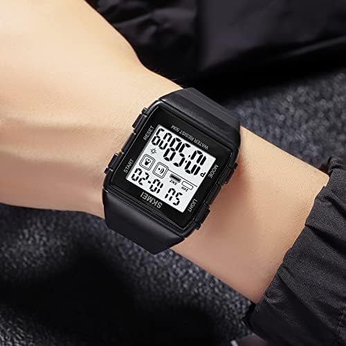 CAKCITY Digital Watch for Men's Women Women Stopwatch Stopwatch Sports Sports para tela quadrada Silicone Alarerch Relk Simple Watch