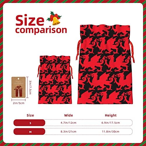 Sacos de presentes de natal de traços de natal-dragão-vermelho-preto de bolsas de embrulho de sacos de embrulho de presentes de natal
