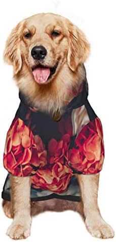 Capuz de cachorro grande com capuz vintage-pinting-garden-floral de roupas de estimação suéter com chapéu de gato macio