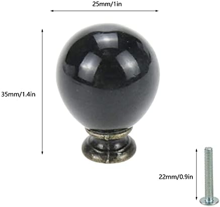 Kumgrot 4pcs redondo puxadores de cômoda de cerâmica porta de bola puxar botões de armário fofos para mobília de gaveta armário preto 25 mm/1in