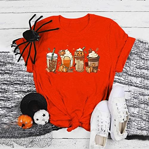Halloween do Halloween feminino Moda da blusa de cuidador solteiro o pescoço camiseta casual de manga curta, camisetas de outono