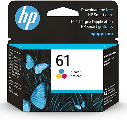 HP 61 Tri-Color Ink | Trabalha com o DeskJet 1000, 1010, 1050, 1510, 2050, 2510, 2540, 3000, 3050, 3510; Inveja 4500, 5530; OfficeJet 2620, 4630 Series | Elegível para tinta instantânea | CH562WN