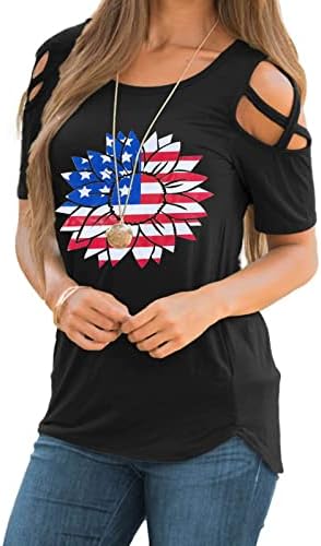 4 de julho camisetas para mulheres de manga curta túnica túnica de túnica americana estrelas listradas camisa patriótica Túdos de