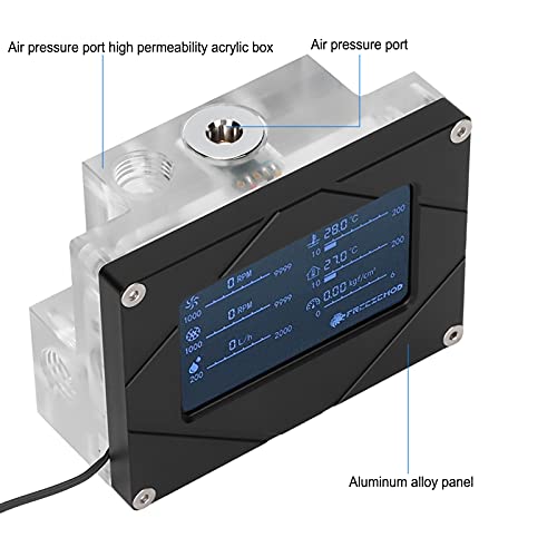 Exibição de tela digital inteligente multifuncional Indicador de CPU, medidor de temperatura do sistema de resfriamento de água para laptop de computador, tela de LED, suporte em forma de I, sensor construído