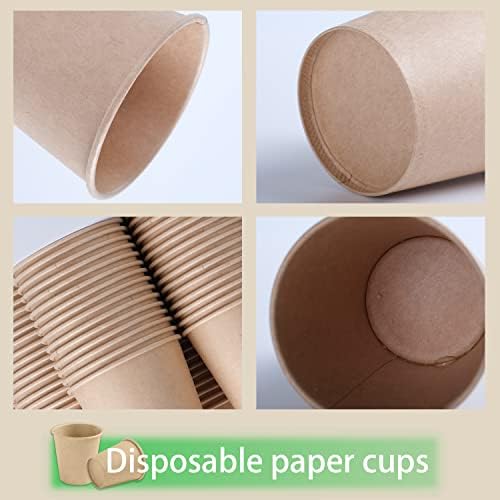 [240 PACK] Copos de café de 12 oz, xícaras de papel de 12 onças descartáveis, cofres de papel kraft sem tampa, xícaras