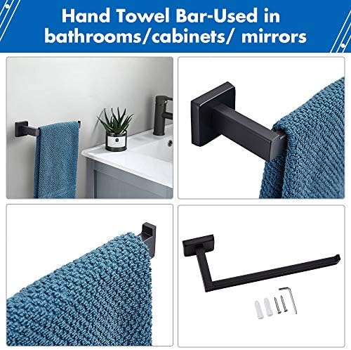 TOCTEN 4 PCS Conjunto de hardware do banheiro 304 Espalhar aço inoxidável- Rack de toalha quadrado inclui barra de toalha