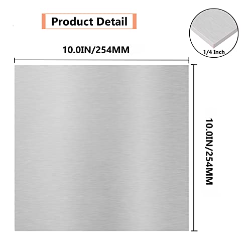 6061 T651 Folha de alumínio Metal 10 x 10 x 1/4 Placa de alumínio grossa plana de polegada grossa coberta com filme
