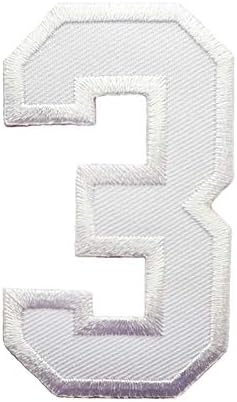 3 polegadas Número branco 3 Patches Apliques Decoração de tecido para tampa de chapéu de pólo de mochila Camiseta de camiseta Diy Ferro bordado/costurar no patch