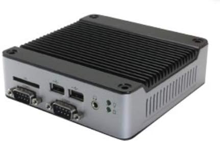 Mini Box PC EB-3360-L2B1C1P suporta saída VGA, porta RS-232 x 1, Canbus x 1, porta MPCIE X 1 e Auto Power. Possui