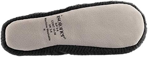 Isotoner feminino Chevron Microterry Ballerina Slipper com forro de wicking de umidade, arco de fita e sola de camurça para conforto