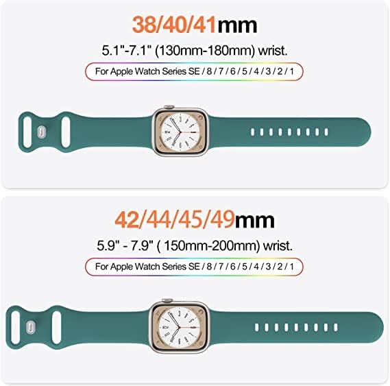 [7 pacote] Mago mais banda de silicone compatível com Apple Watch 38mm 40mm 41mm 42mm 44mm 45mm 49mm, Mulheres e Men Sport