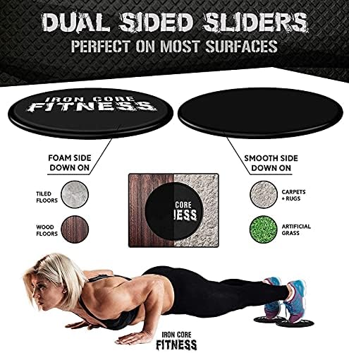 Conjunto de treinos domésticos da banda e slider. Kit de treino corporal total e fitness home. AB Fitness Core Sliders