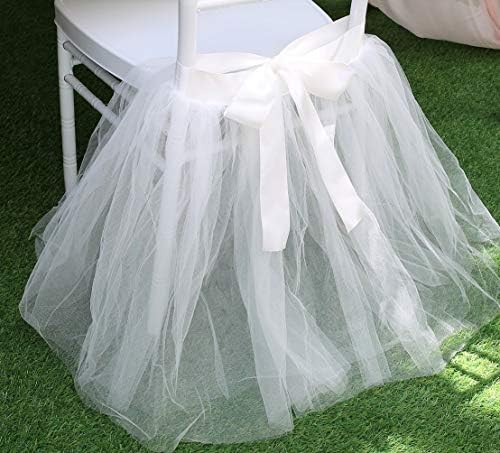 Cadeira uniqooo Tulle Tutu decoração para chuveiro de noiva | Festa de aniversário, véu e fofo de cor branca - ótima para casamento,
