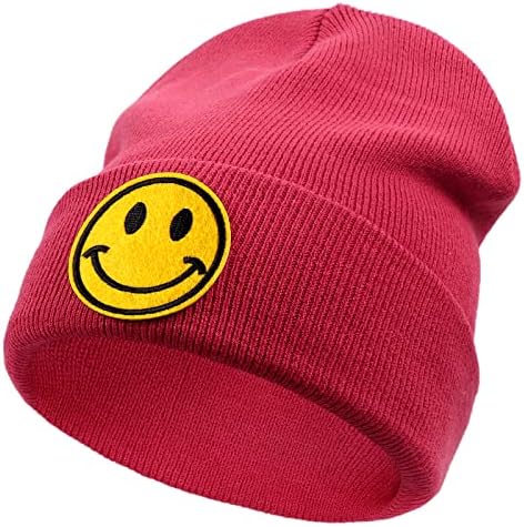 Sonmony Smiley Face Fiz chapéus para mulheres Mens Capas de malha de inverno Capas de algema macia