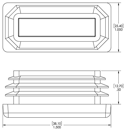 CAPLUGS 99395210 PLÁSTICO PLÁSTICO PARA TUBO RETANGLULAR. RER-1X1 1/2-10-14, PE-LD, largura do orifício 1.000 Comprimento