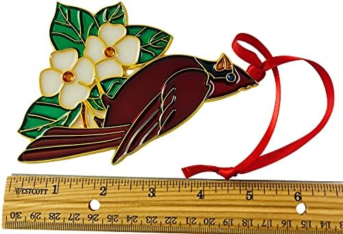 Ornamento do cardeal com legenda Card de Natal decoração, 5 polegadas