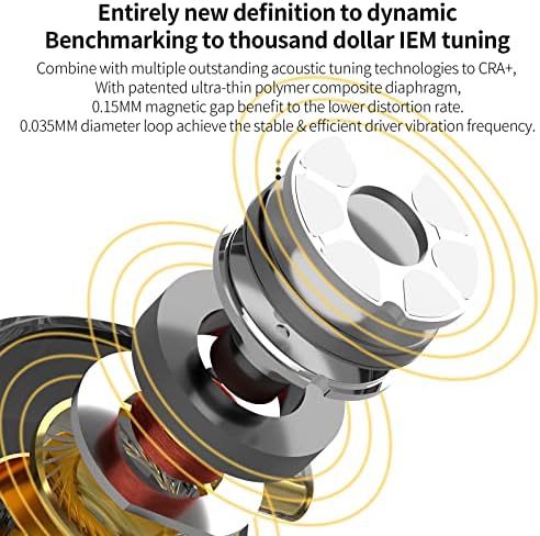 CCA CRA+ no fone de ouvido do monitor de orelha, Driver dinâmico de diafragma ultrafino patenteado IEM, som transparente