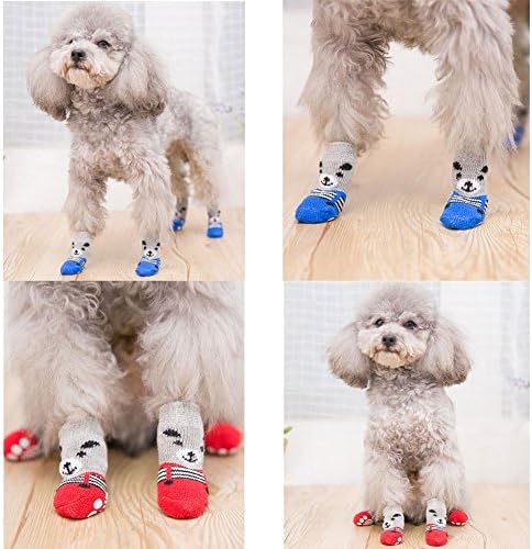 Conxki Control Controle de algodão Meias de algodão Indoor Dog Nonskid Socks 5 Pacote 5, 4 Velcro e cor mostrada