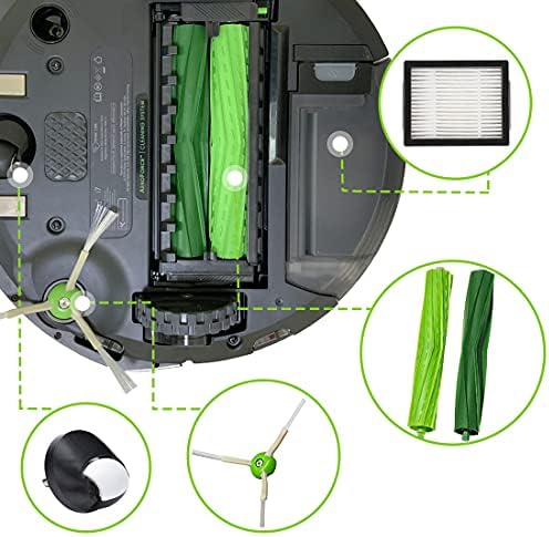 Acessórios de peças de reposição para o iRobot Roomba i7 J7 i6 i8 i3 i4 i1 e5 e6 i e a série de pó de vácuo inclui 1 pincel de rolos de embalagem, roda de rodízio dianteiro e filtro de embalagem 3, pincel lateral